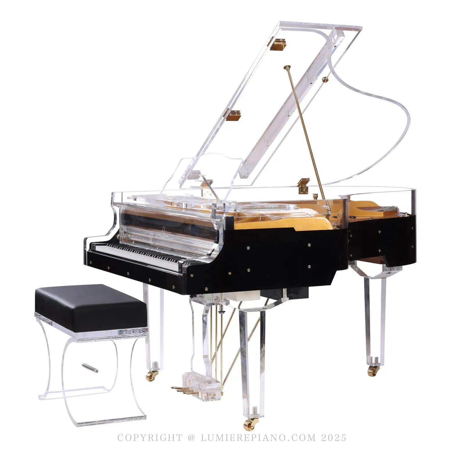 Lumiere crystal piano black with gold hardware_