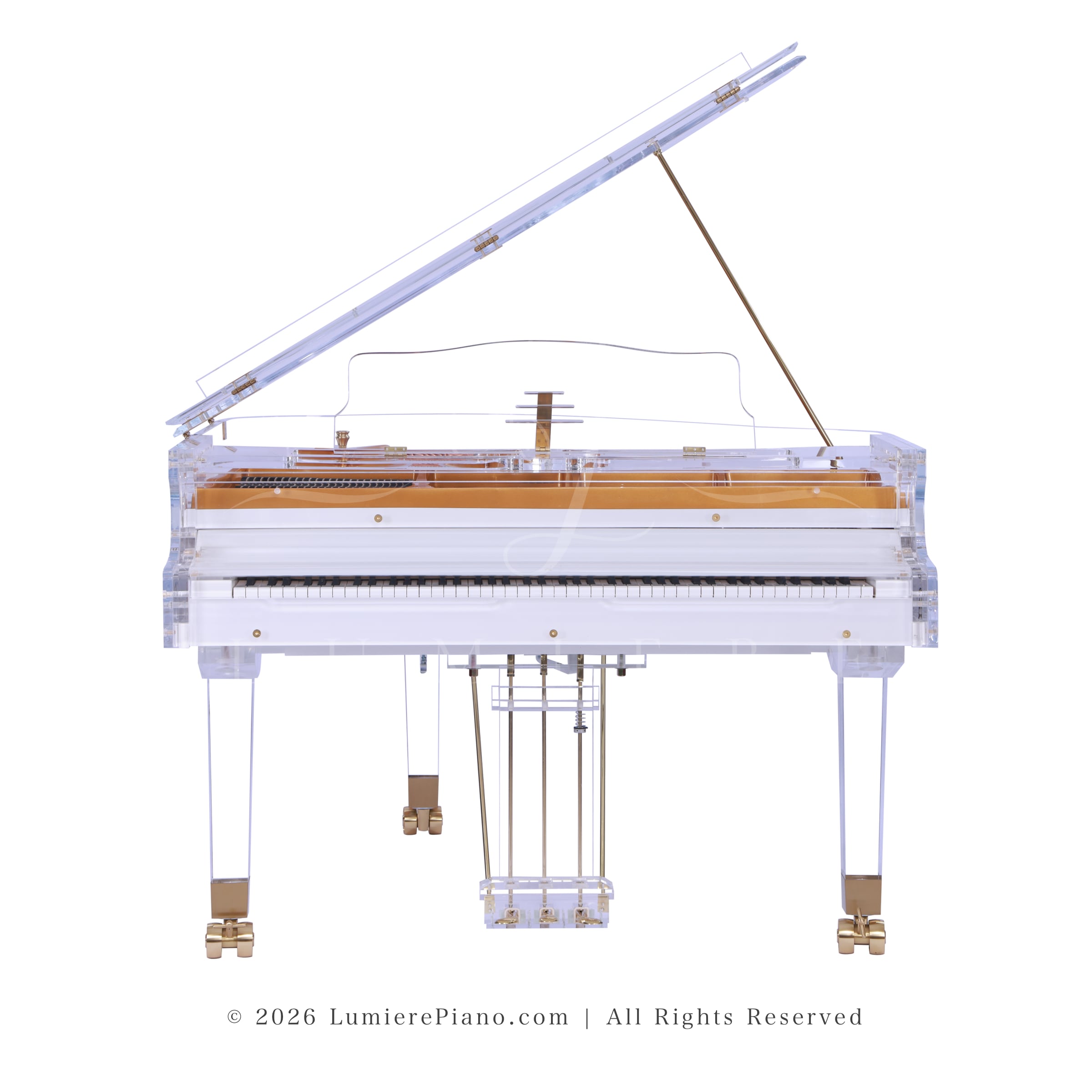 Lumiere Royale Transparent piano in white with gold_1