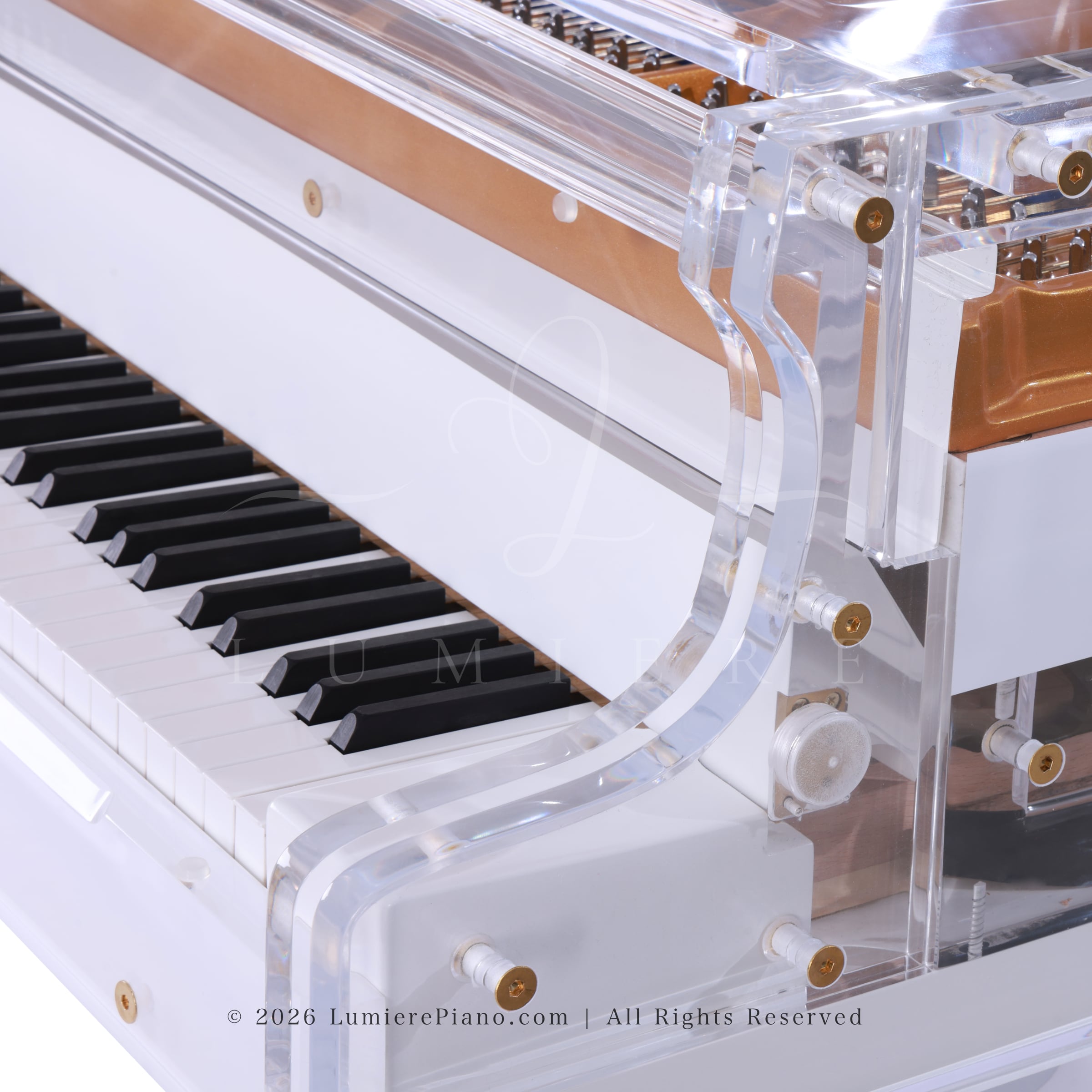 Lumiere Royale Transparent piano in white with gold_2
