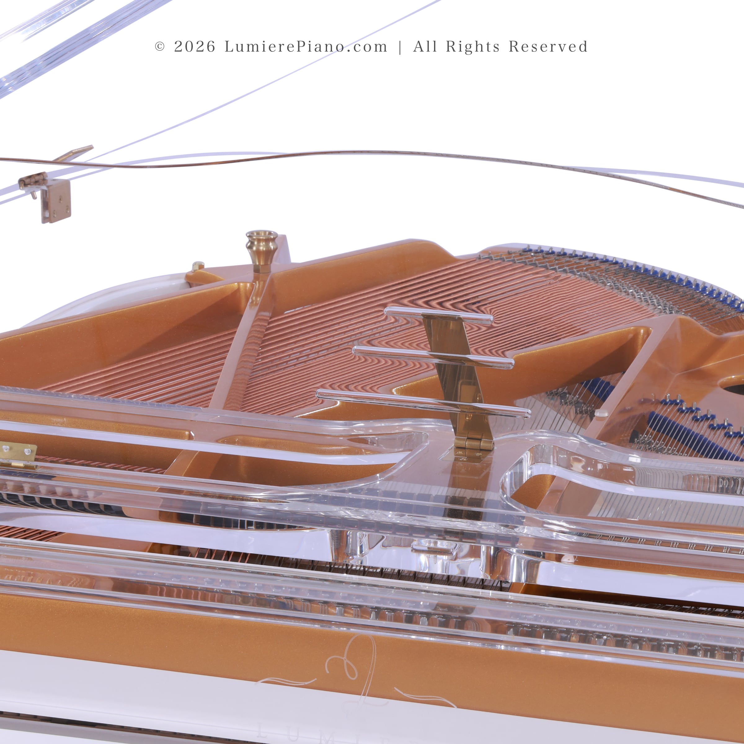 Lumiere Royale Transparent piano in white with gold_3