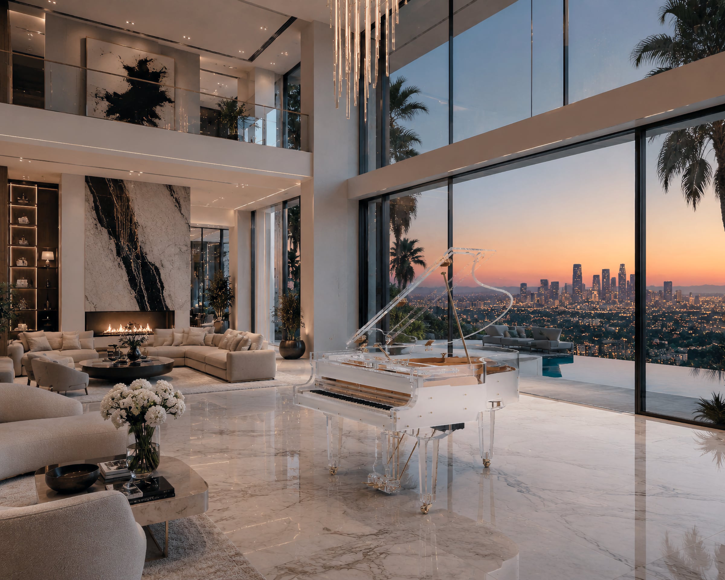 Lumiere crystal grand piano in Los Angeles